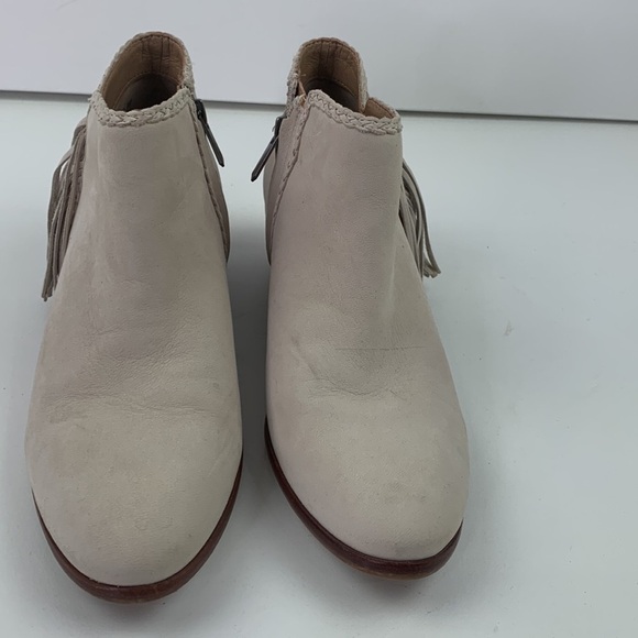 Sam Edelman Paige Fringe Leather Bone Low  Western Booties Size 7 ½ - Picture 2 of 12